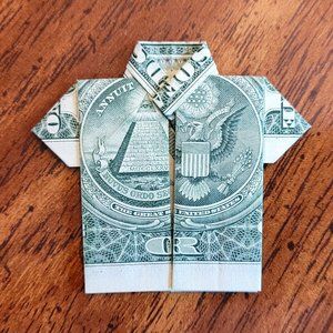 ORIGAMI SHIRT - Handmade DOLLAR Gift Art $1 Bill New Uncirculated Money